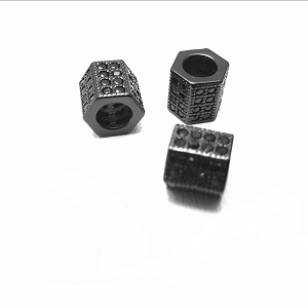 Kraal Hexagonal 7x8mm Black
